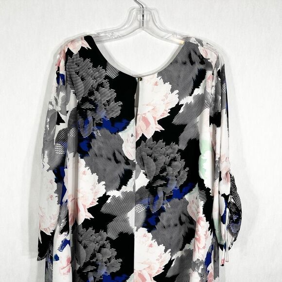 Worthington Plus Size 20W Dress Floral Chiffon Lined Keyhole Shift Knee 182 - Picture 5 of 7